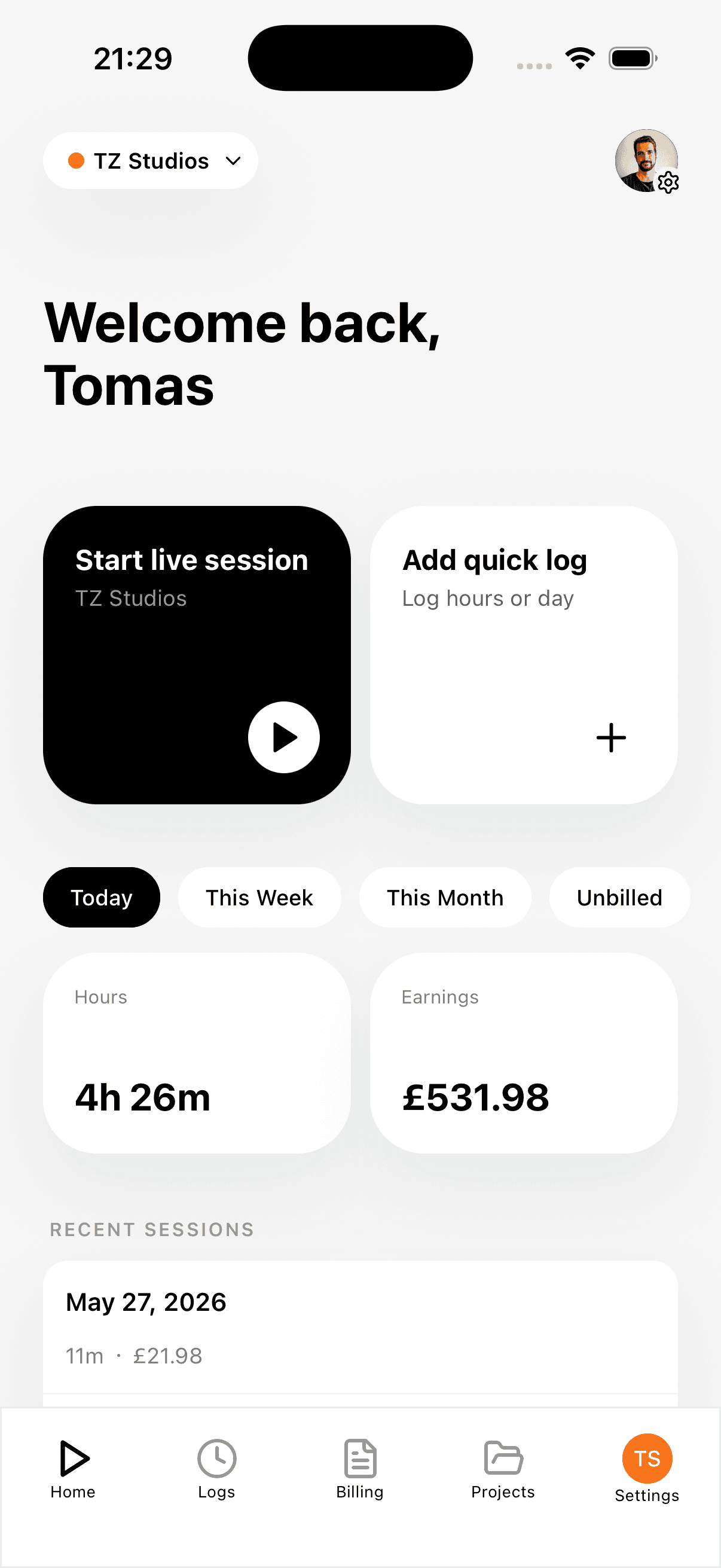 Cashlog mobile app