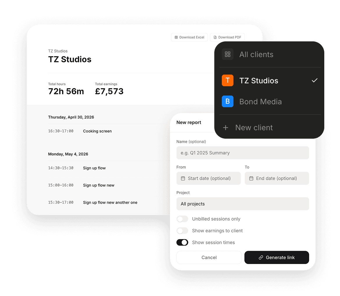 Let clients check your progress without emailing you.